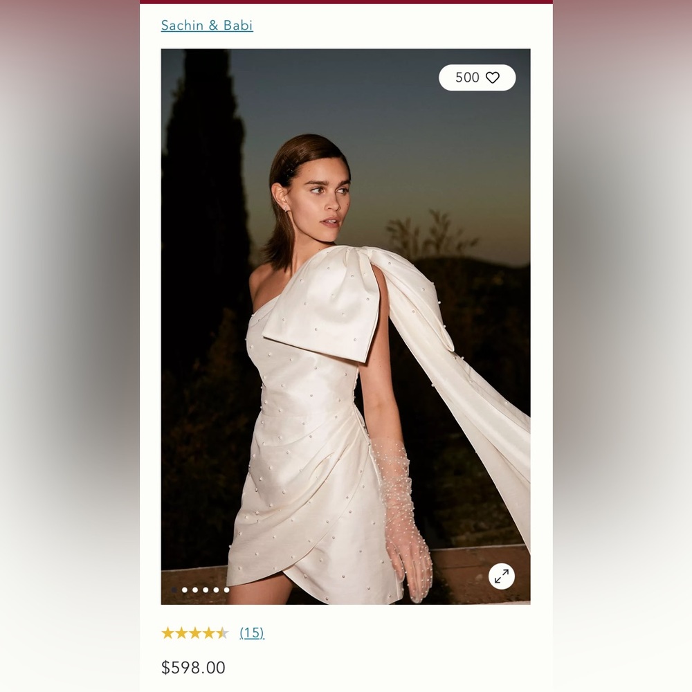 Sachin & Babi Pippa One-Shoulder Pearl-Embellished Mini Dress - Size 4-Worn Once